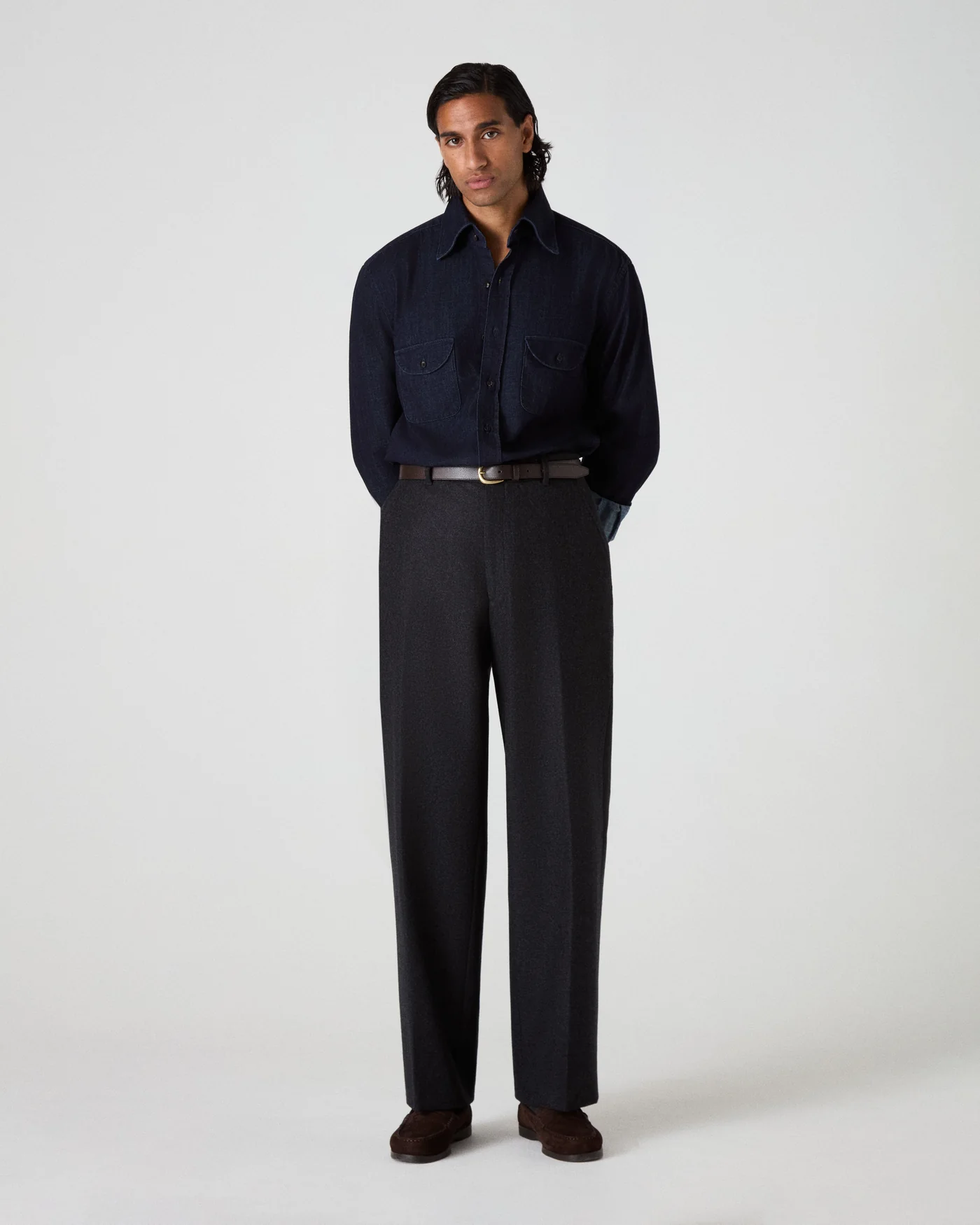 Alfredo Flannel Trousers - Charcoal