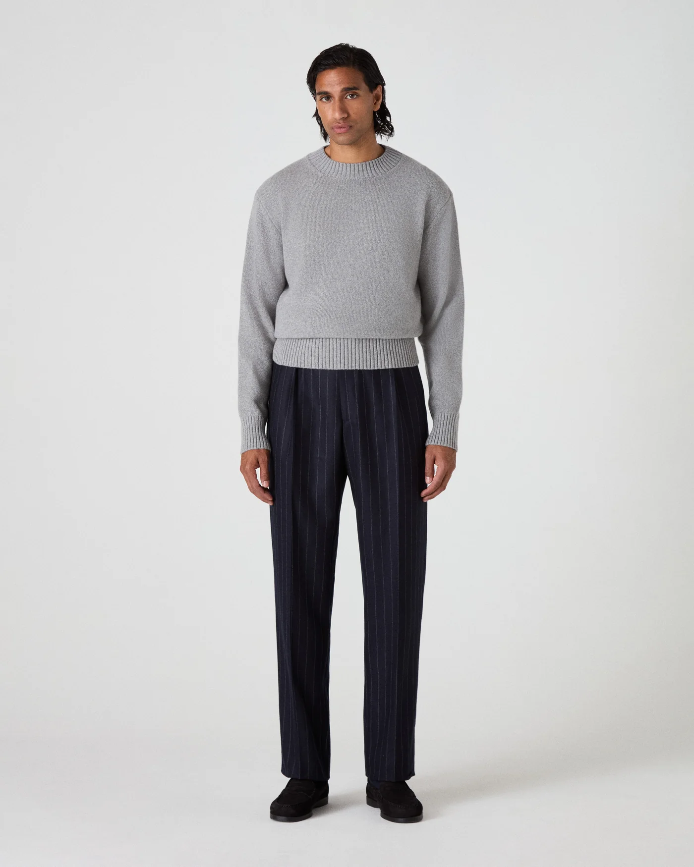 Ben Cashmere Sweater - Light Grey Melange