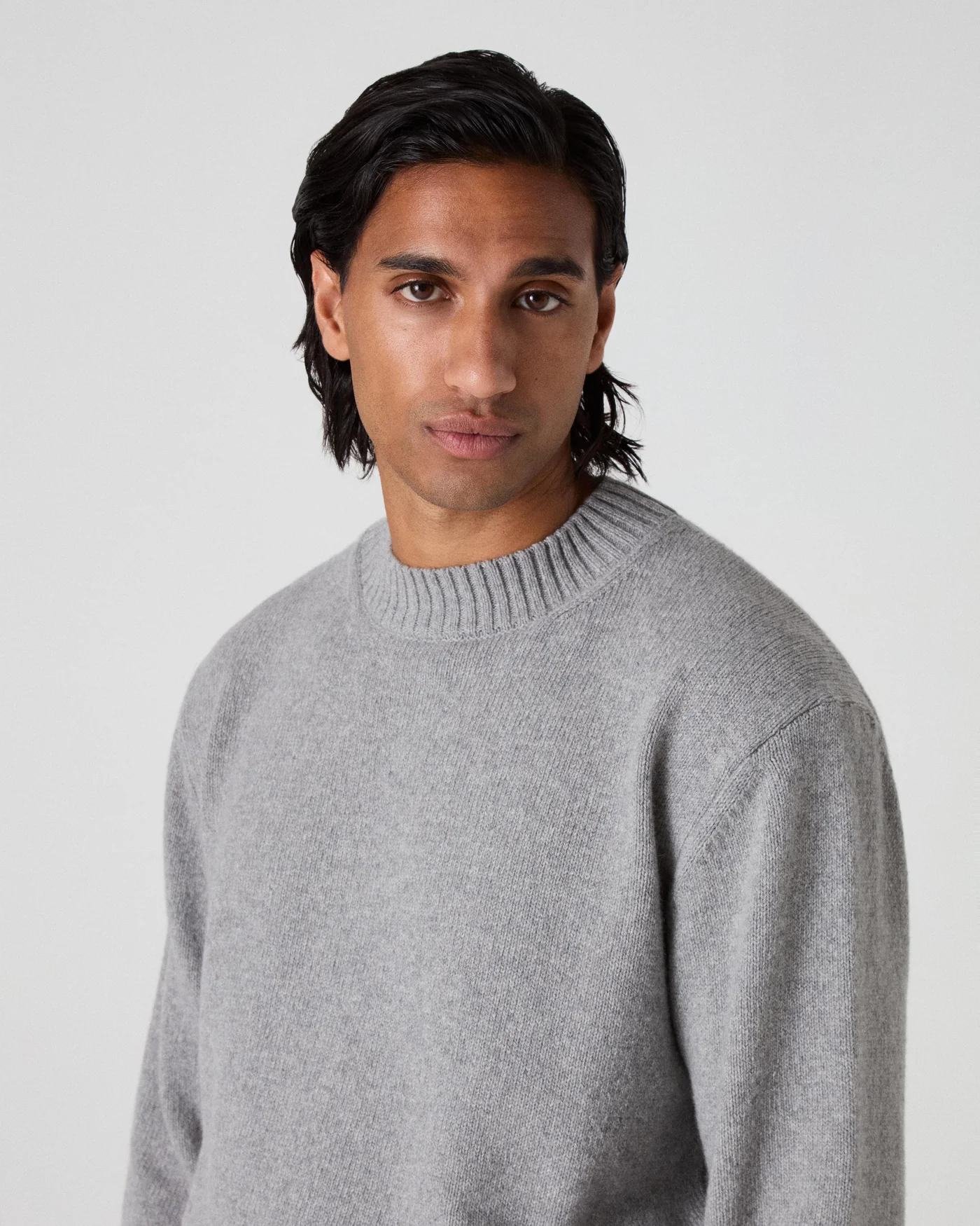 Ben Cashmere Sweater - Light Grey Melange — view 2