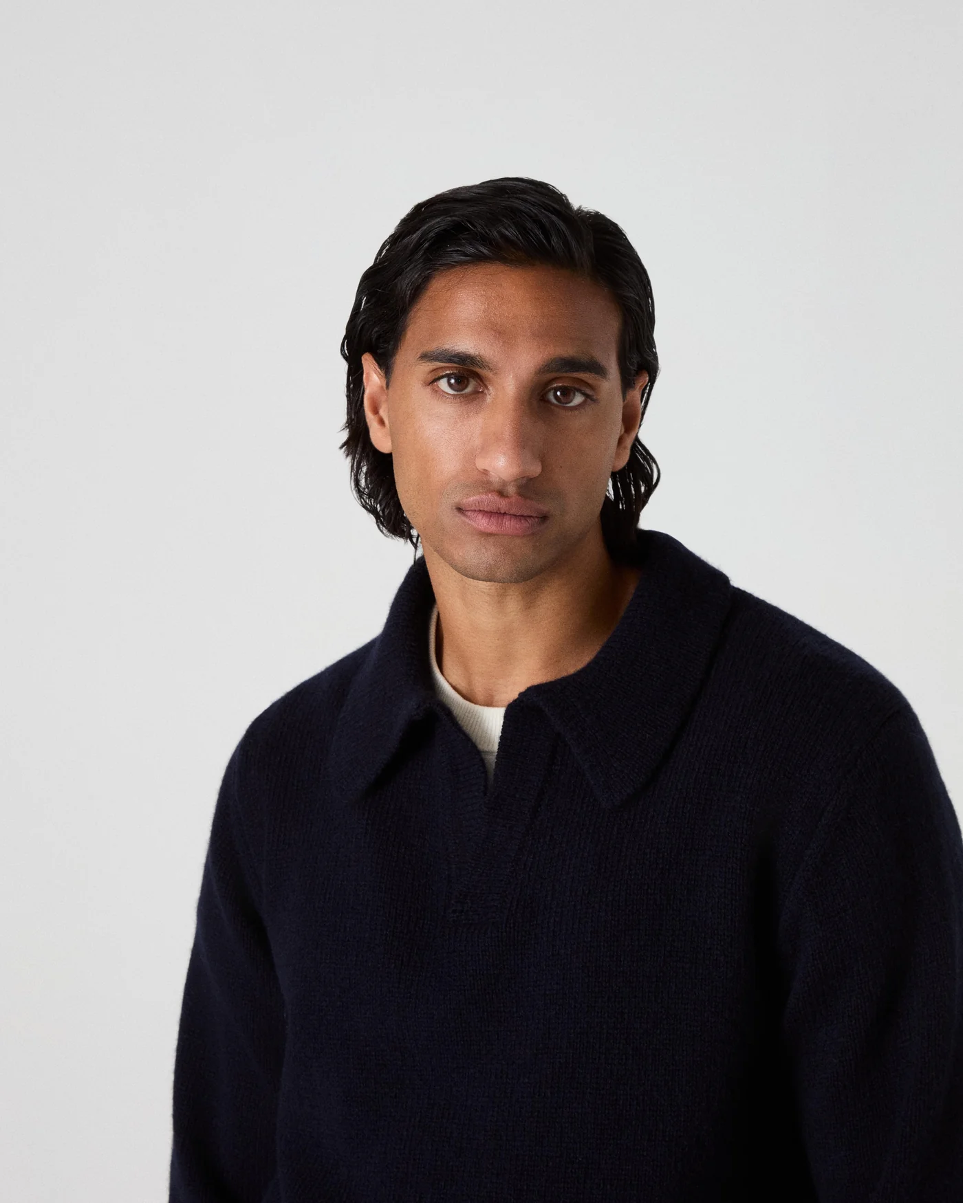 Benny Wool/Cashmere Polo - Navy — view 2