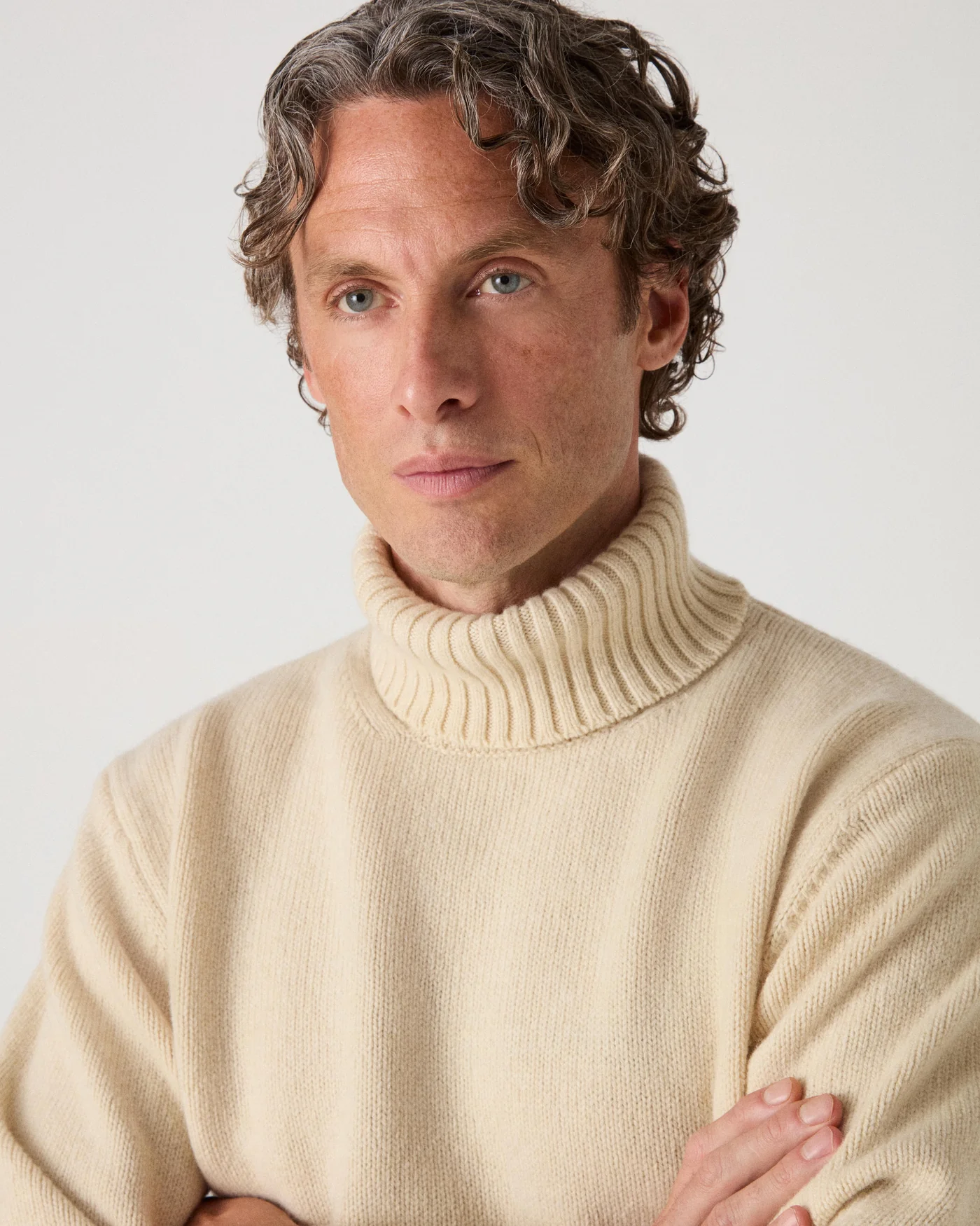 Bernhard Roll Neck Sweater - Cream — view 2