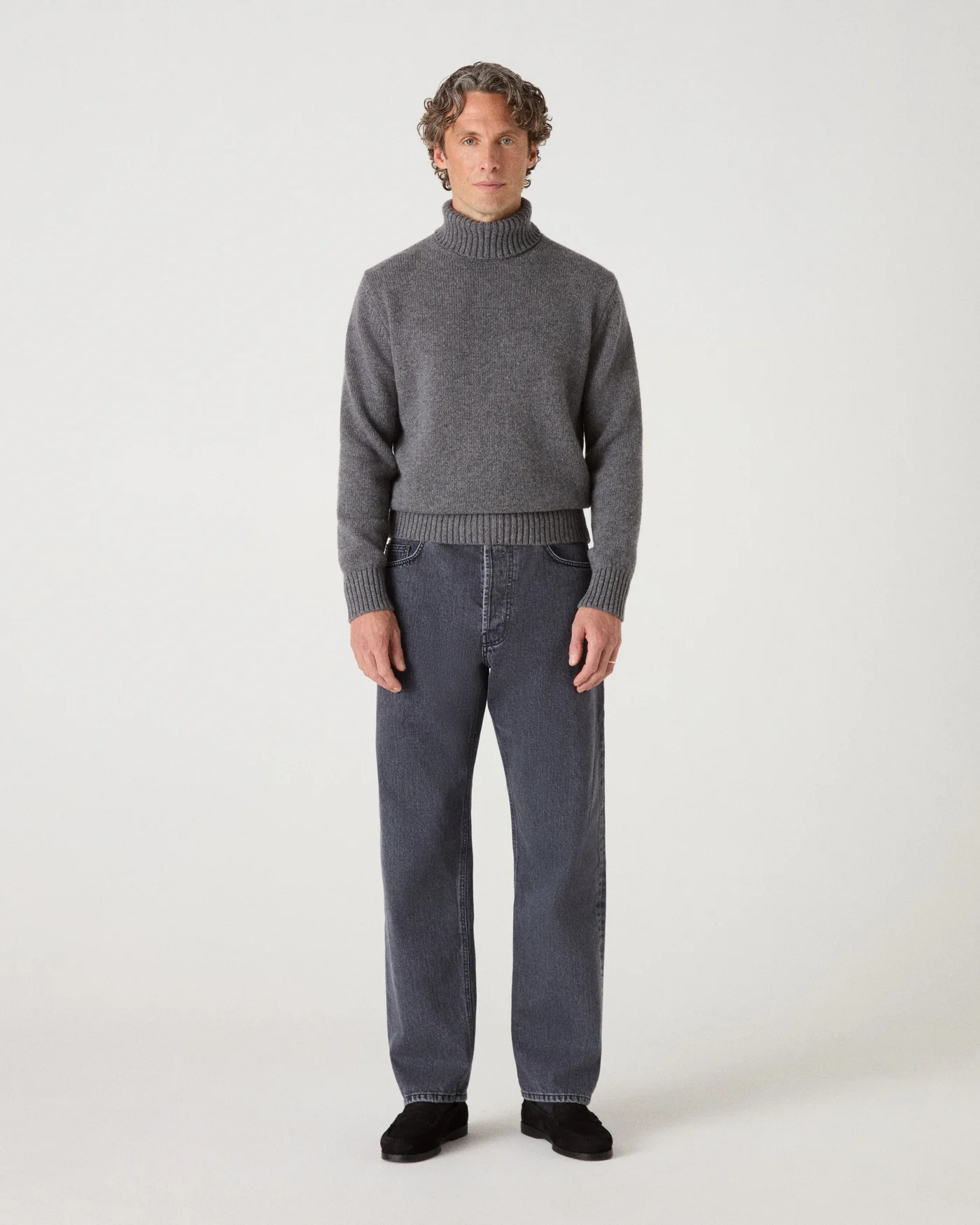Bernhard Roll Neck Sweater - Mid Grey Melange