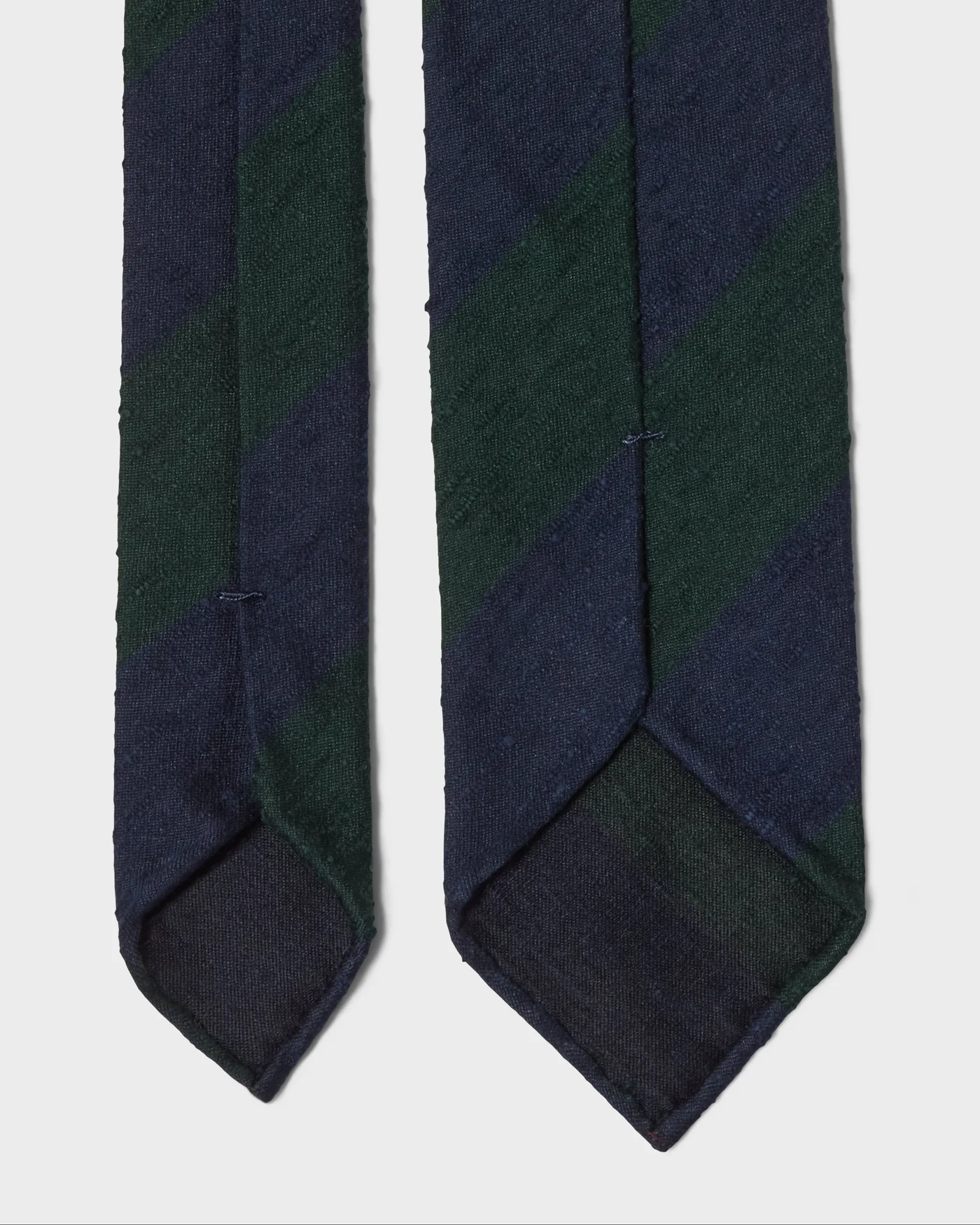 Block Stripe Shantung Silk Tie - Navy/Green — view 3