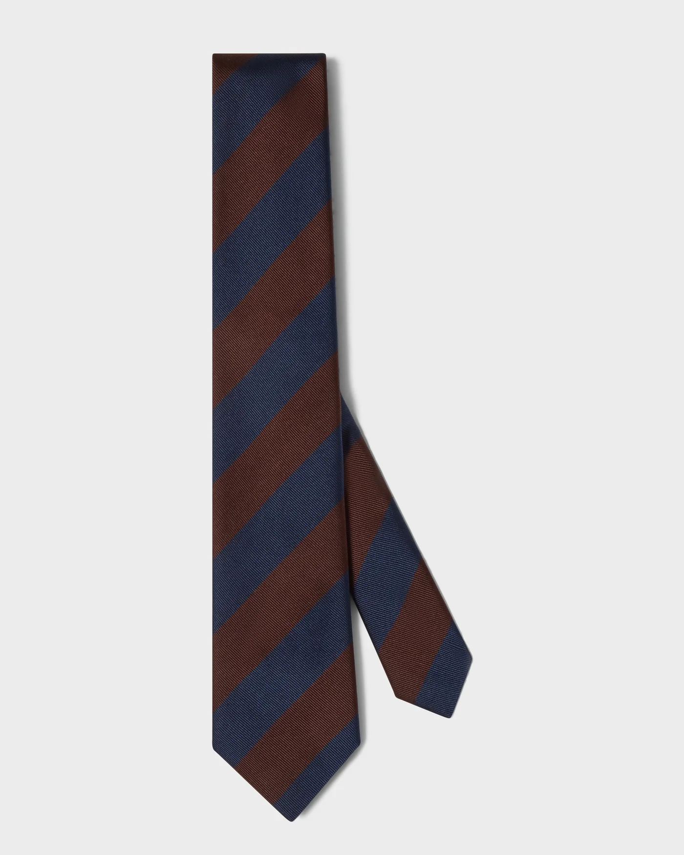 Block Stripe Silk Tie - Brown/Navy