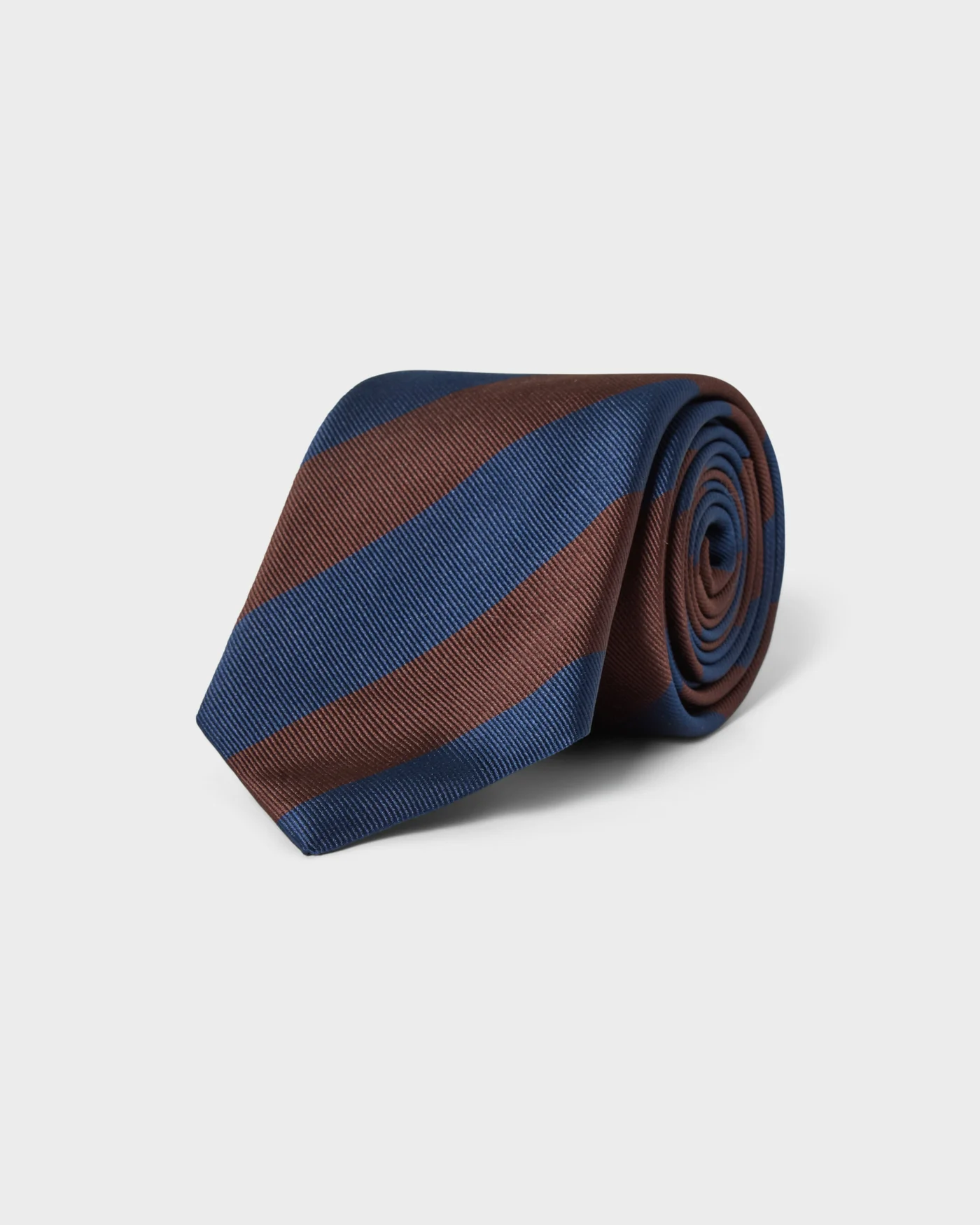 Block Stripe Silk Tie - Brown/Navy — view 2