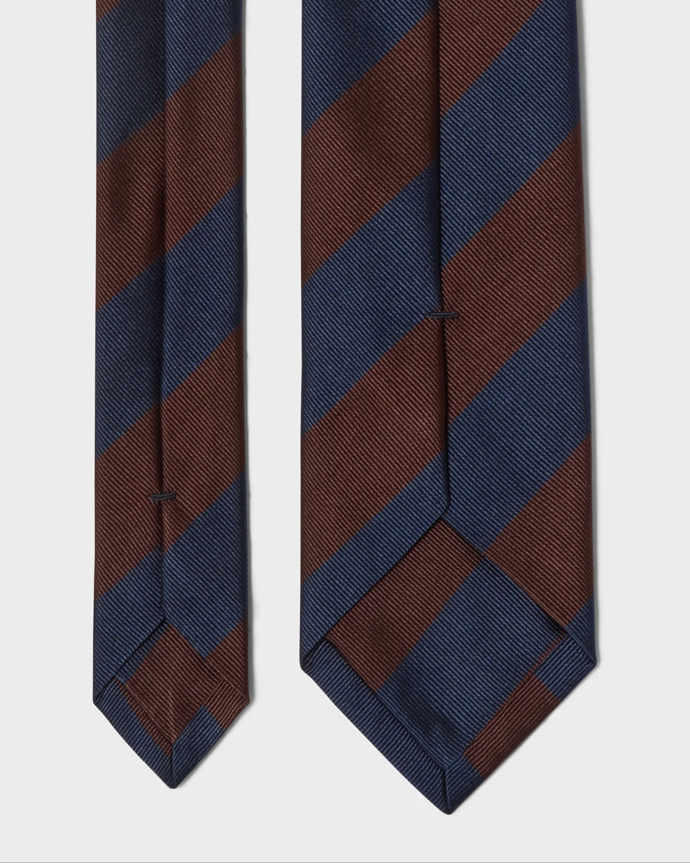 Block Stripe Silk Tie - Brown/Navy — view 3