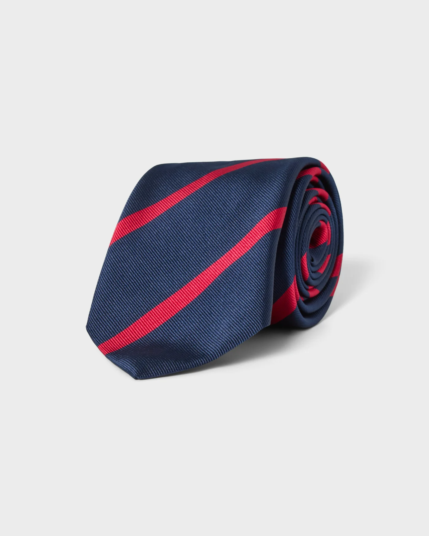 Striped Silk Tie - Navy/Red — view 2