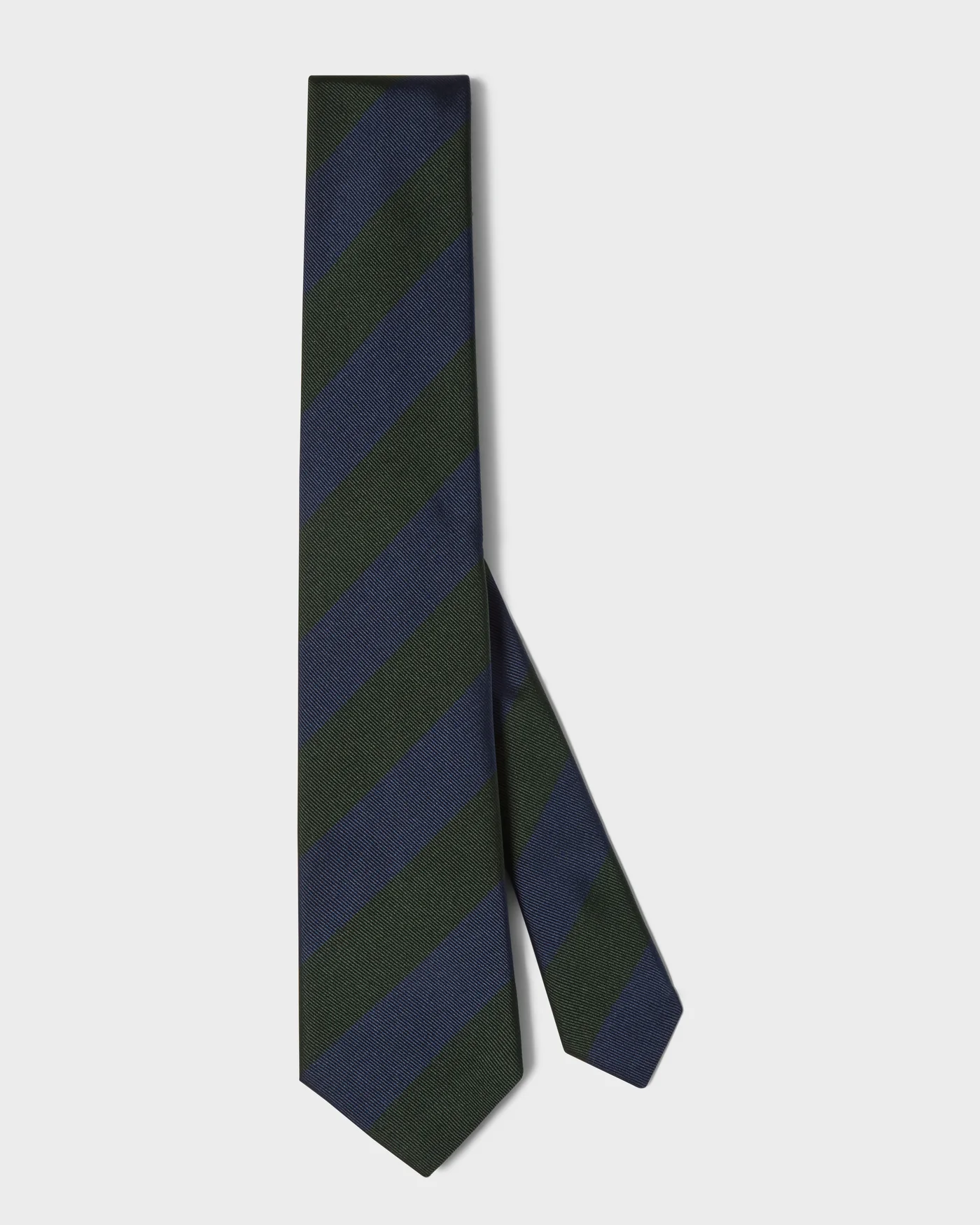 Block Stripe Silk Tie - Navy/Bottle Green