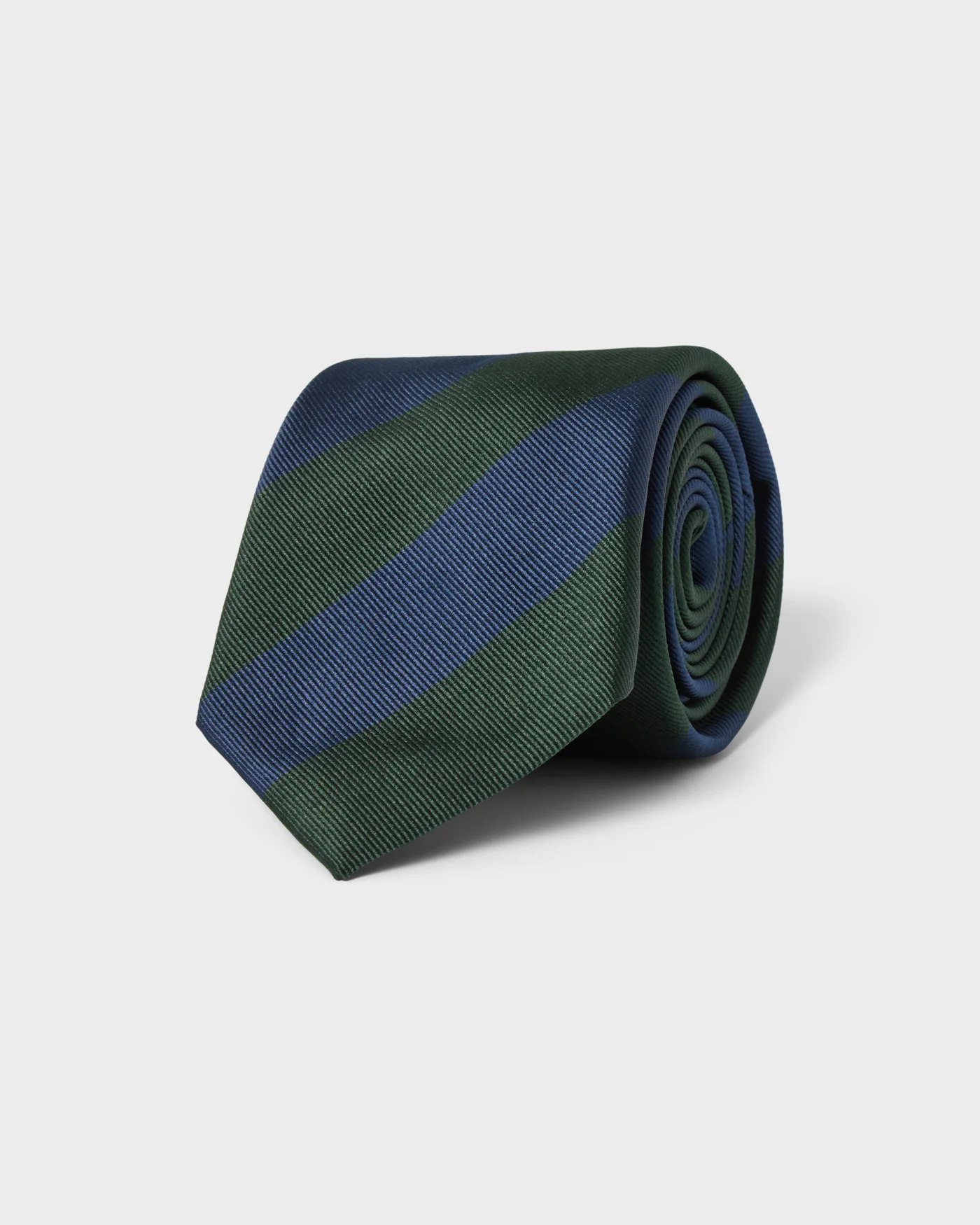 Block Stripe Silk Tie - Navy/Bottle Green — view 2