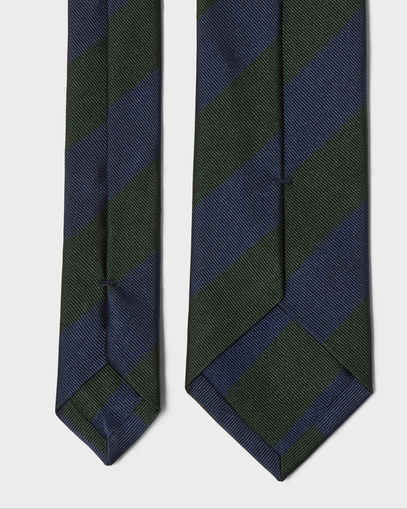 Block Stripe Silk Tie - Navy/Bottle Green — view 3