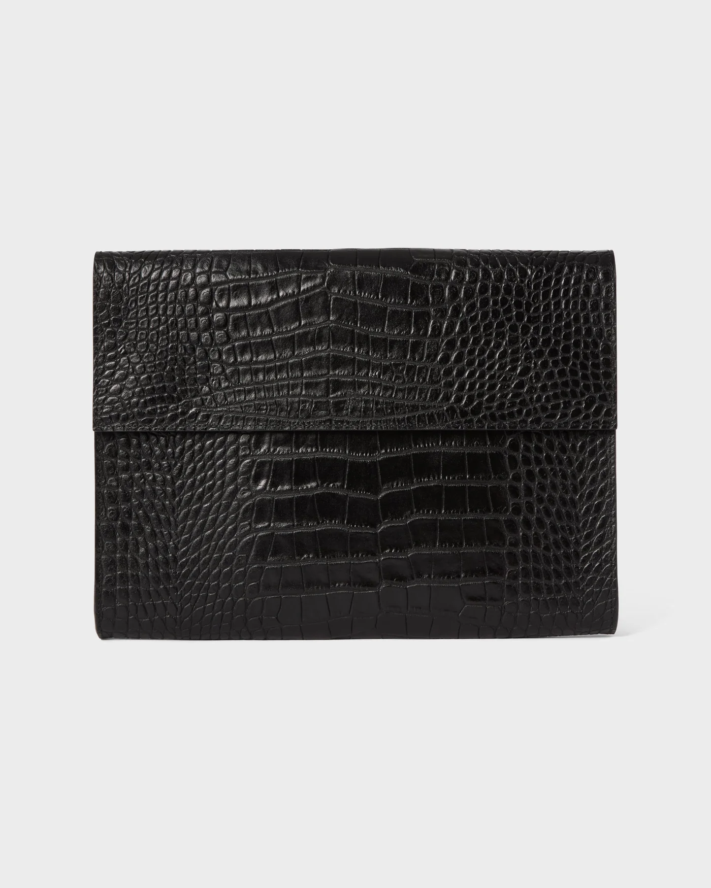 Croco Calf Laptop Portfolio - Black