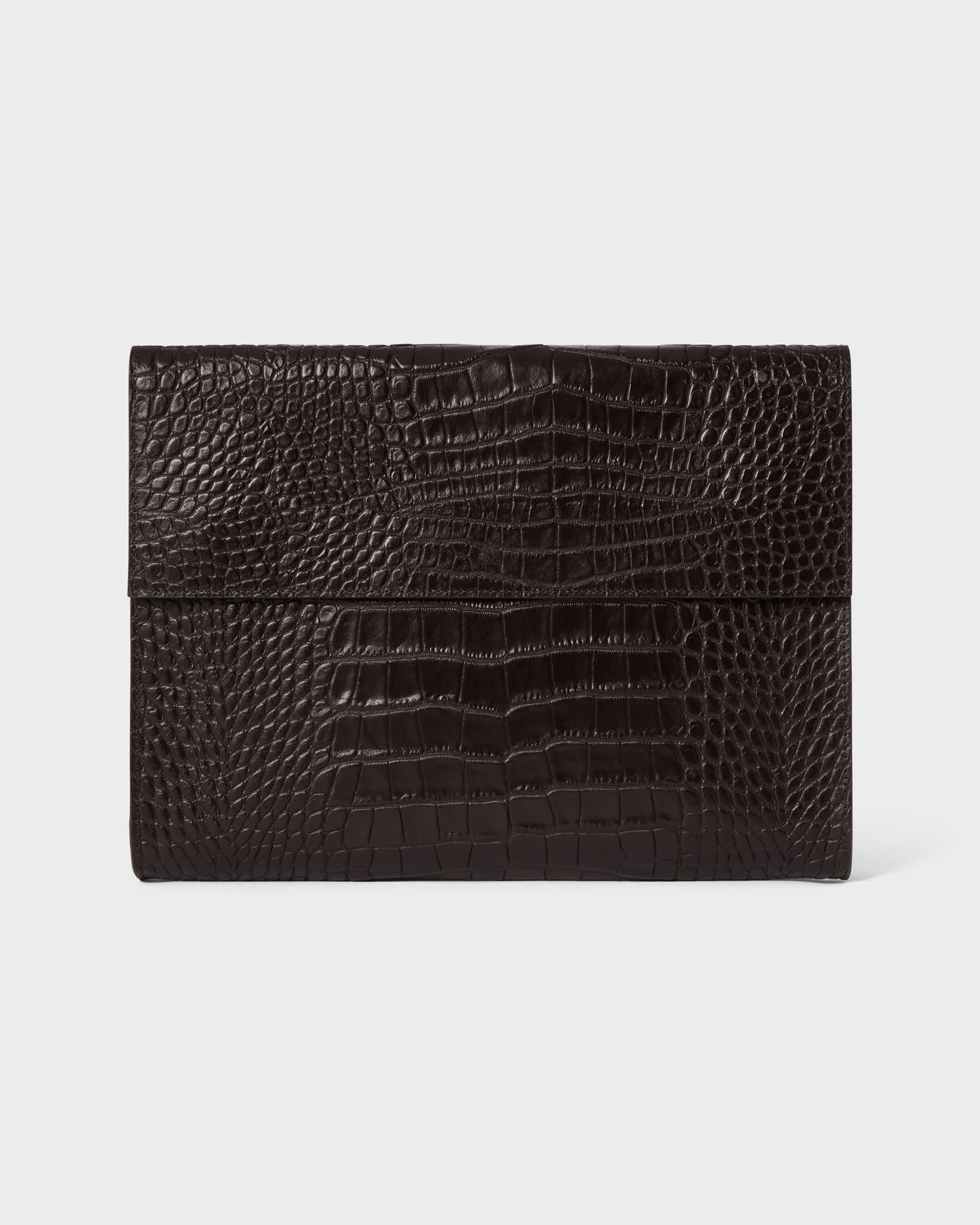 Croco Calf Laptop Portfolio - Dark Brown