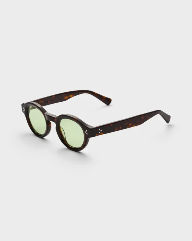 George Sunglasses - Dark Brown Tortoise/Green Lenses