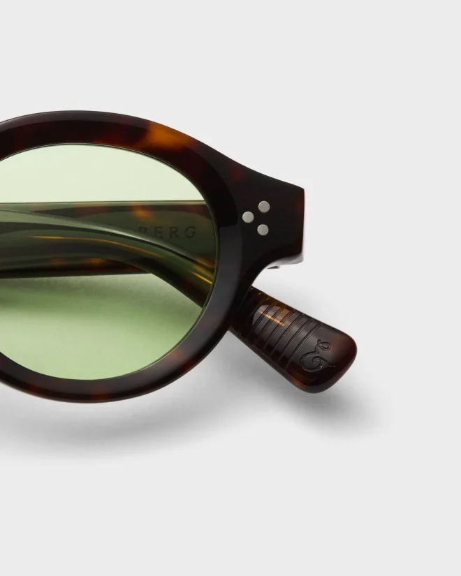 George Sunglasses - Dark Brown Tortoise/Green Lenses — view 2