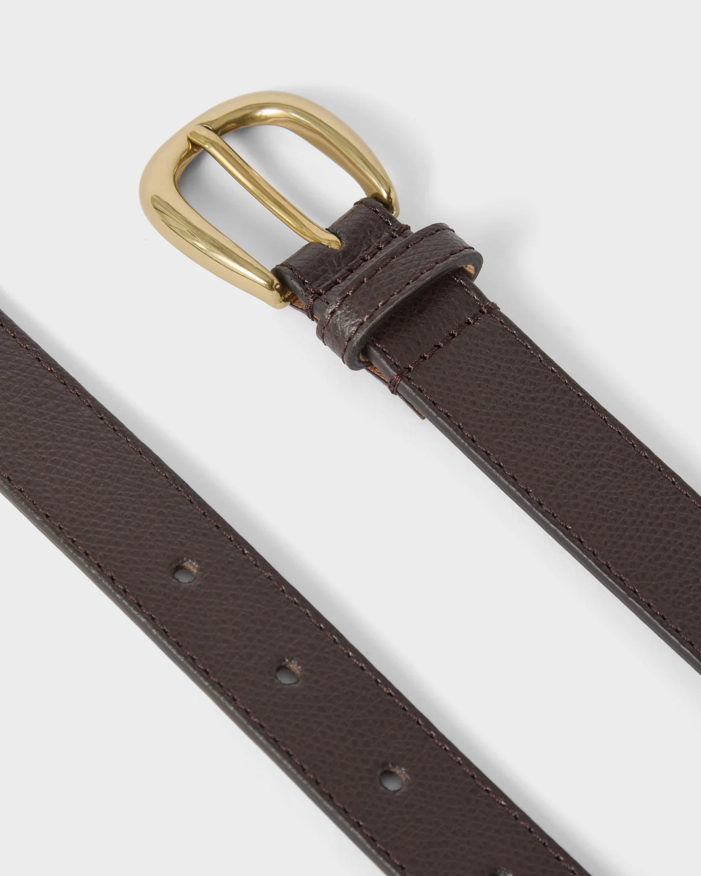 Grained Leather Belt - Dark Brown — view 2
