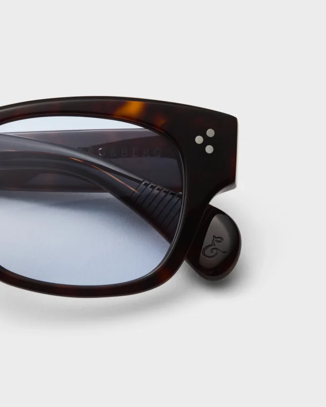 Gustav Sunglasses - Dark Brown Tortoise/Blue Lenses — view 2