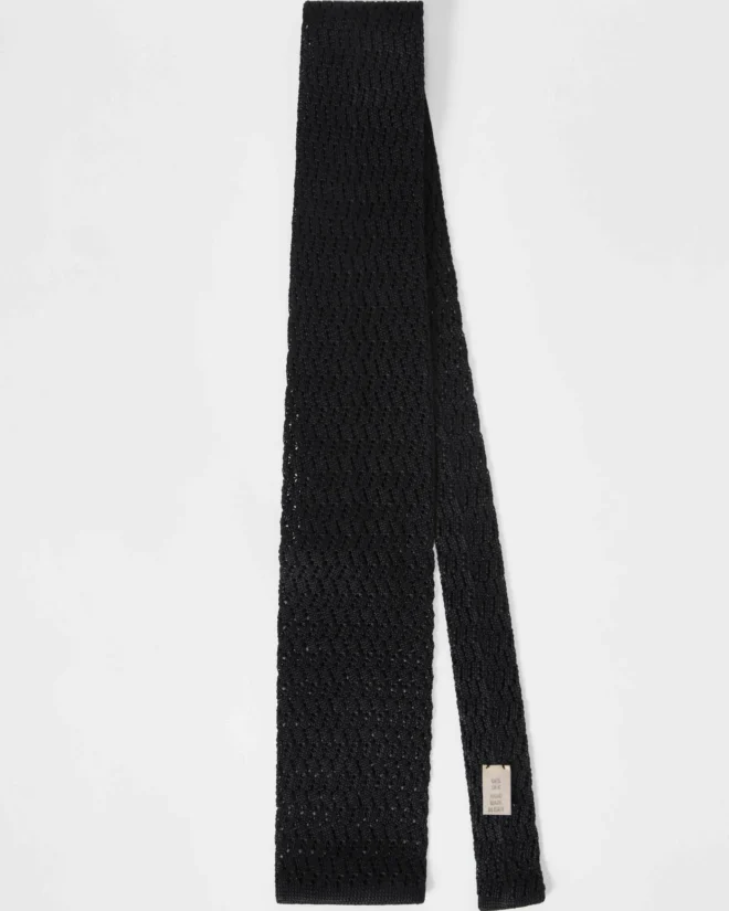Knitted Zig Zag Tie - Black