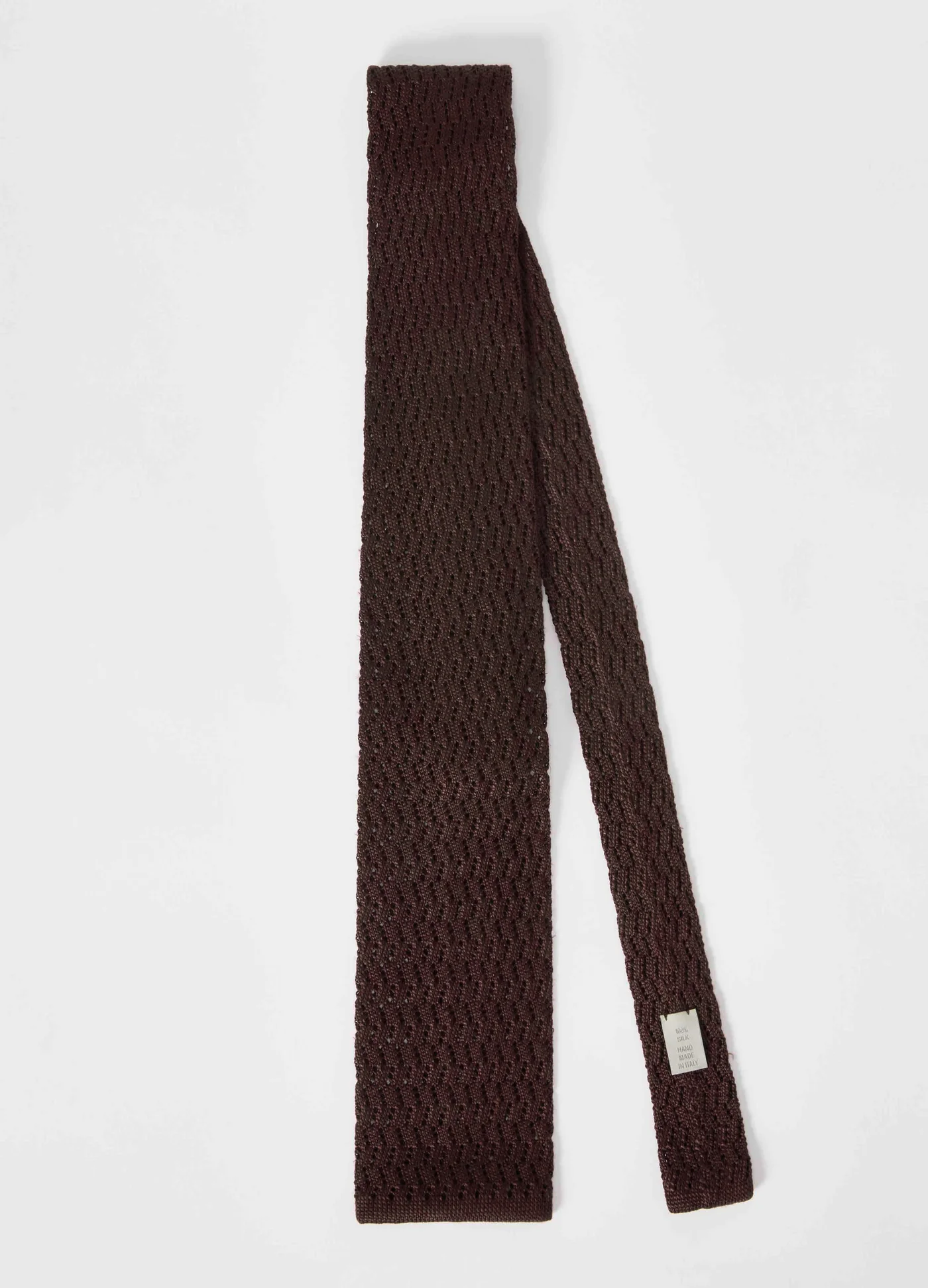 Knitted Zig Zag Tie - Dark Brown