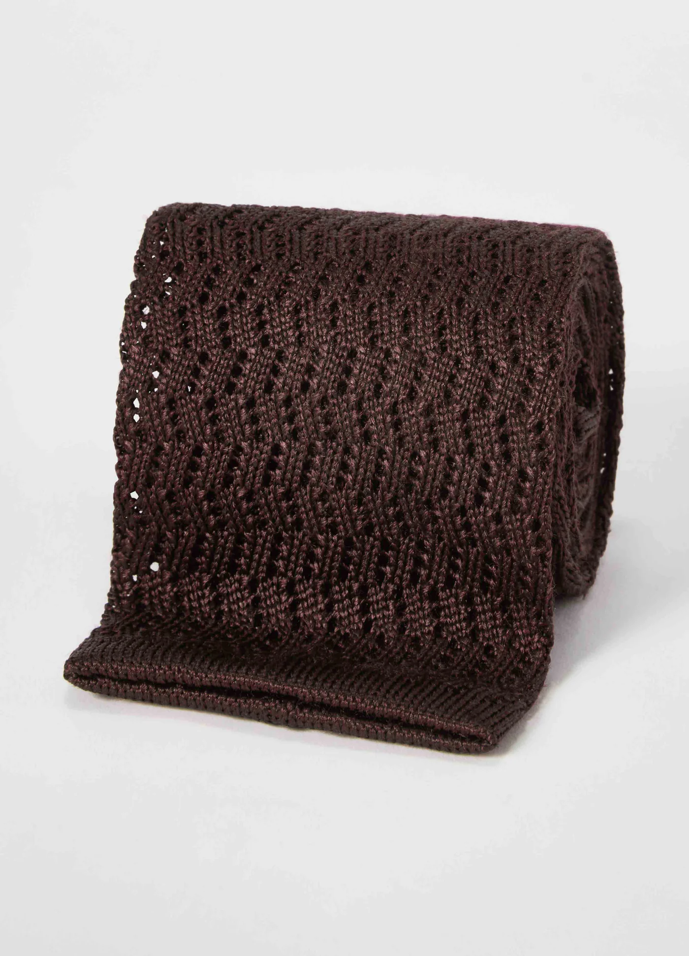 Knitted Zig Zag Tie - Dark Brown — view 2