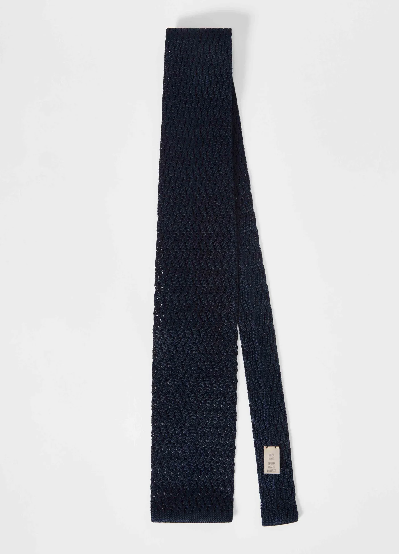 Knitted Zig Zag Tie - Navy