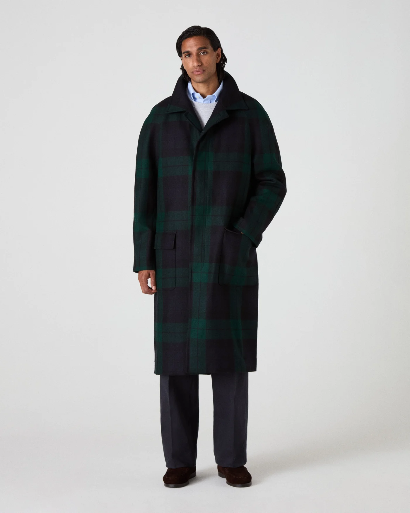 Nelson II Tweed Raglan Coat - Blackwatch