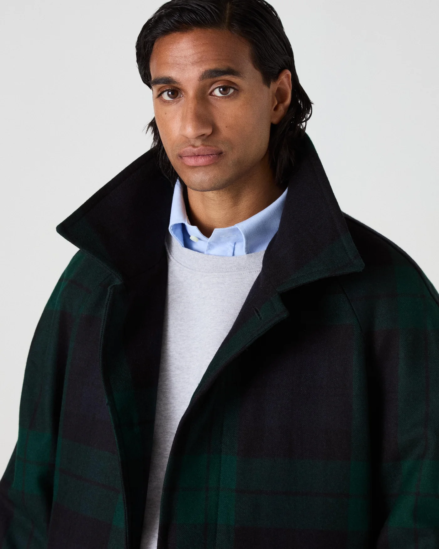 Nelson II Tweed Raglan Coat - Blackwatch — view 2
