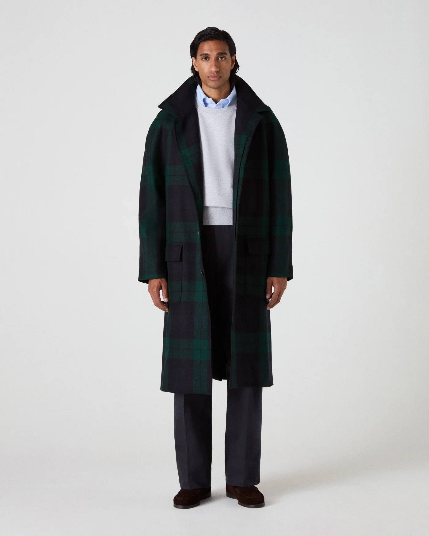 Nelson II Tweed Raglan Coat - Blackwatch — view 3