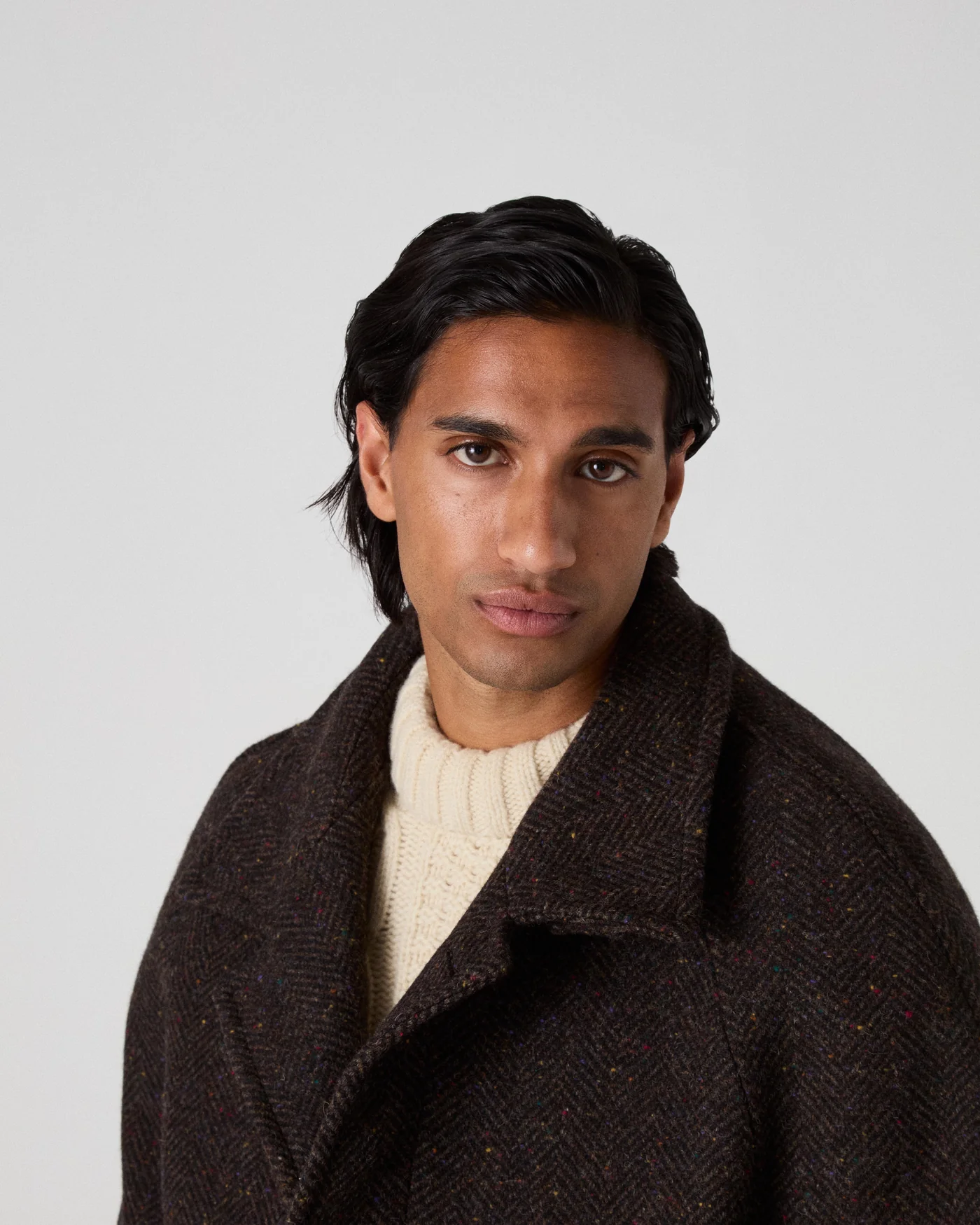 Nelson II Tweed Raglan Coat - Brown/Camel — view 2