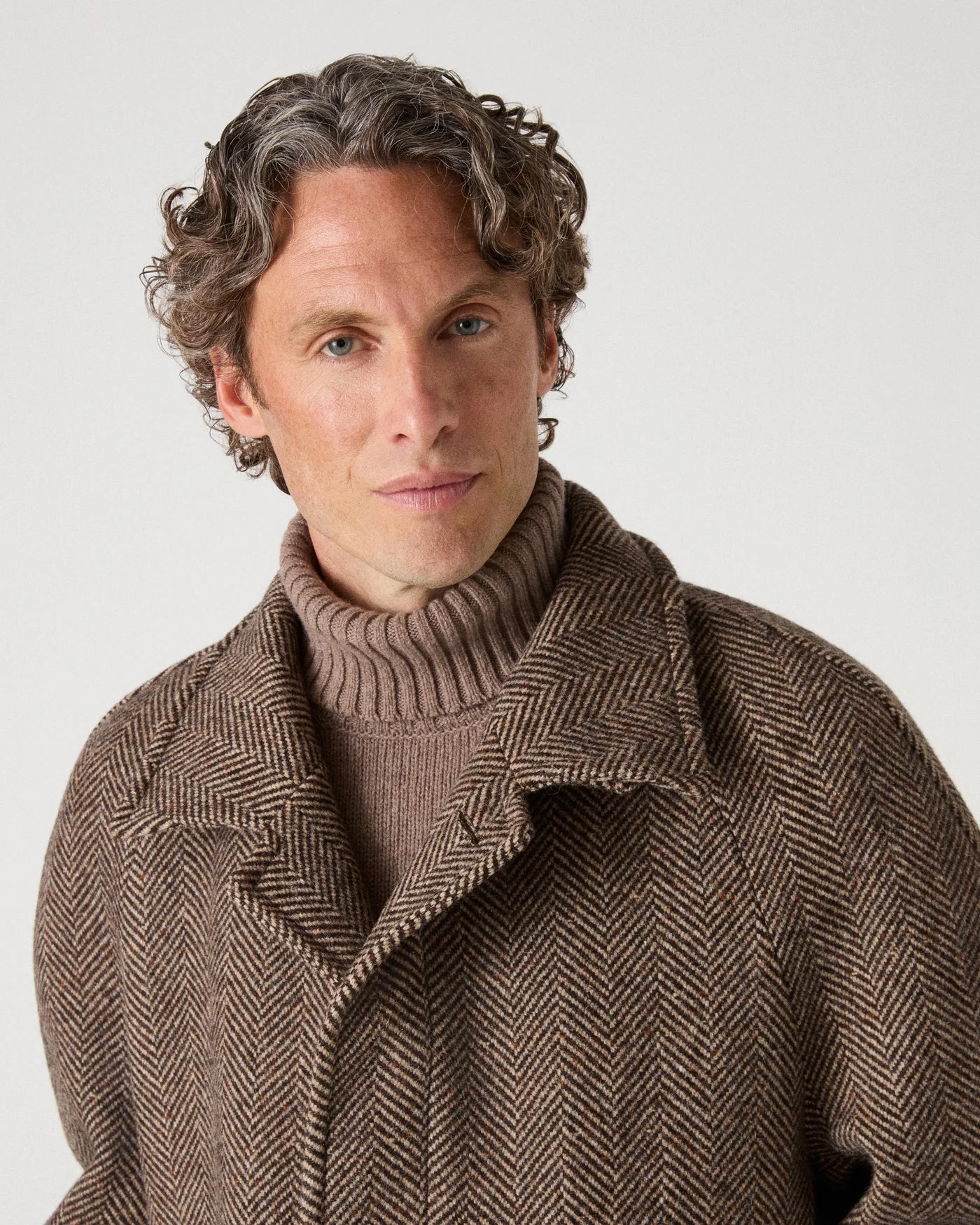 Nelson II Tweed Raglan Coat - Brown/Cream — view 6