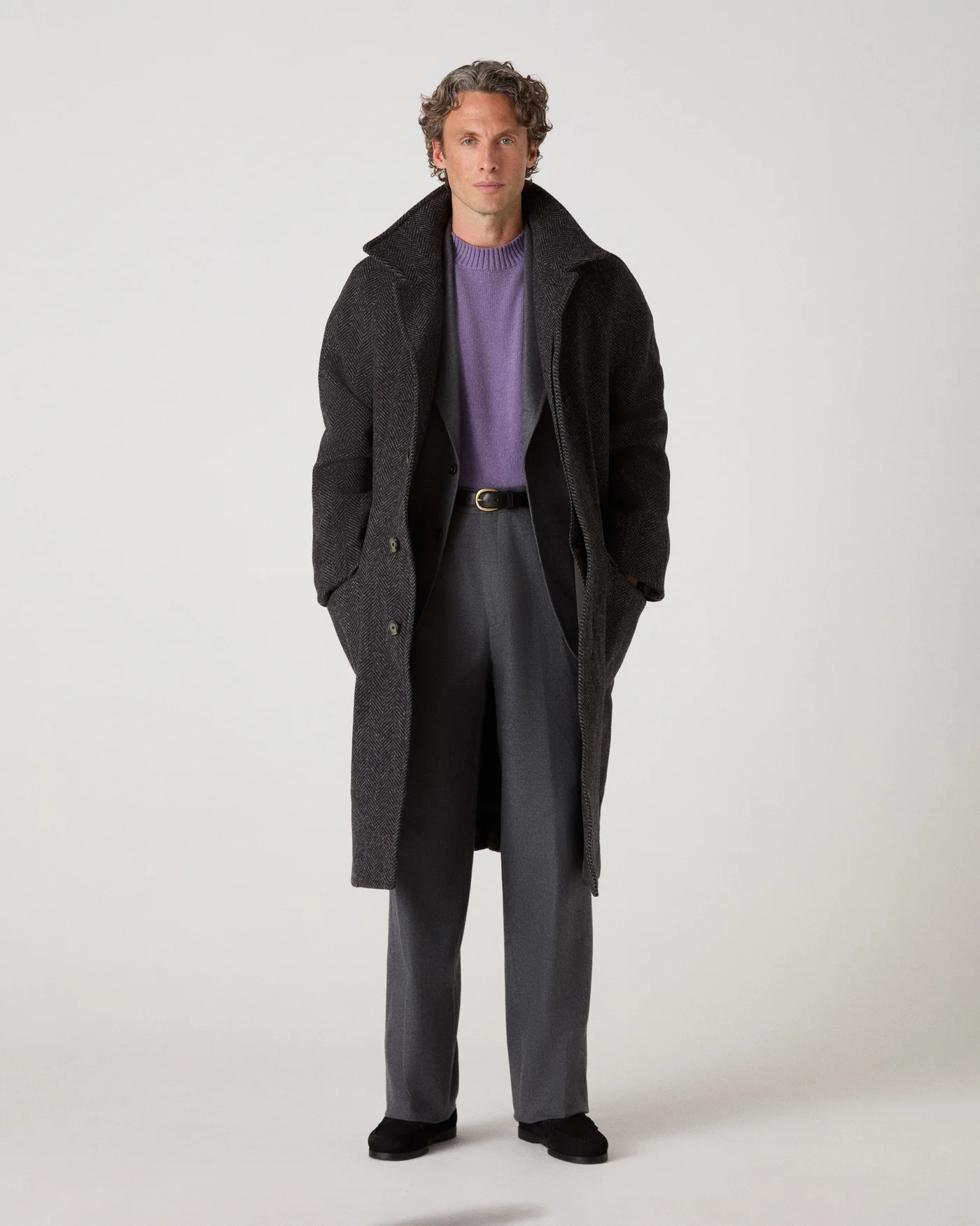 Nelson II Tweed Raglan Coat - Grey/Charcoal