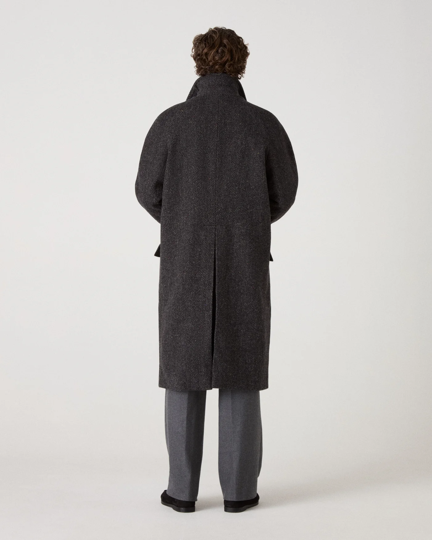 Nelson II Tweed Raglan Coat - Grey/Charcoal — view 5