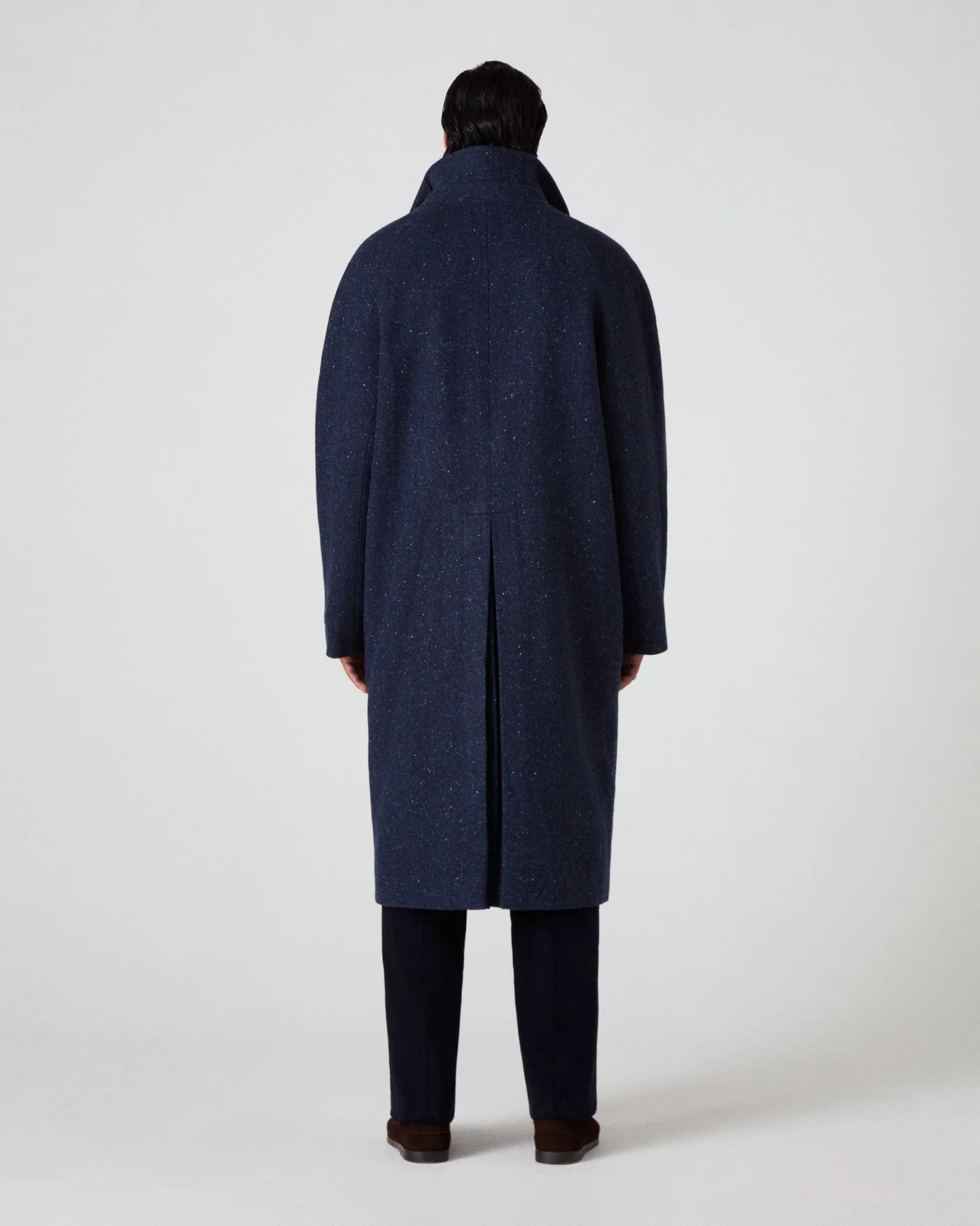 Nelson II Tweed Raglan Coat - Navy — view 5