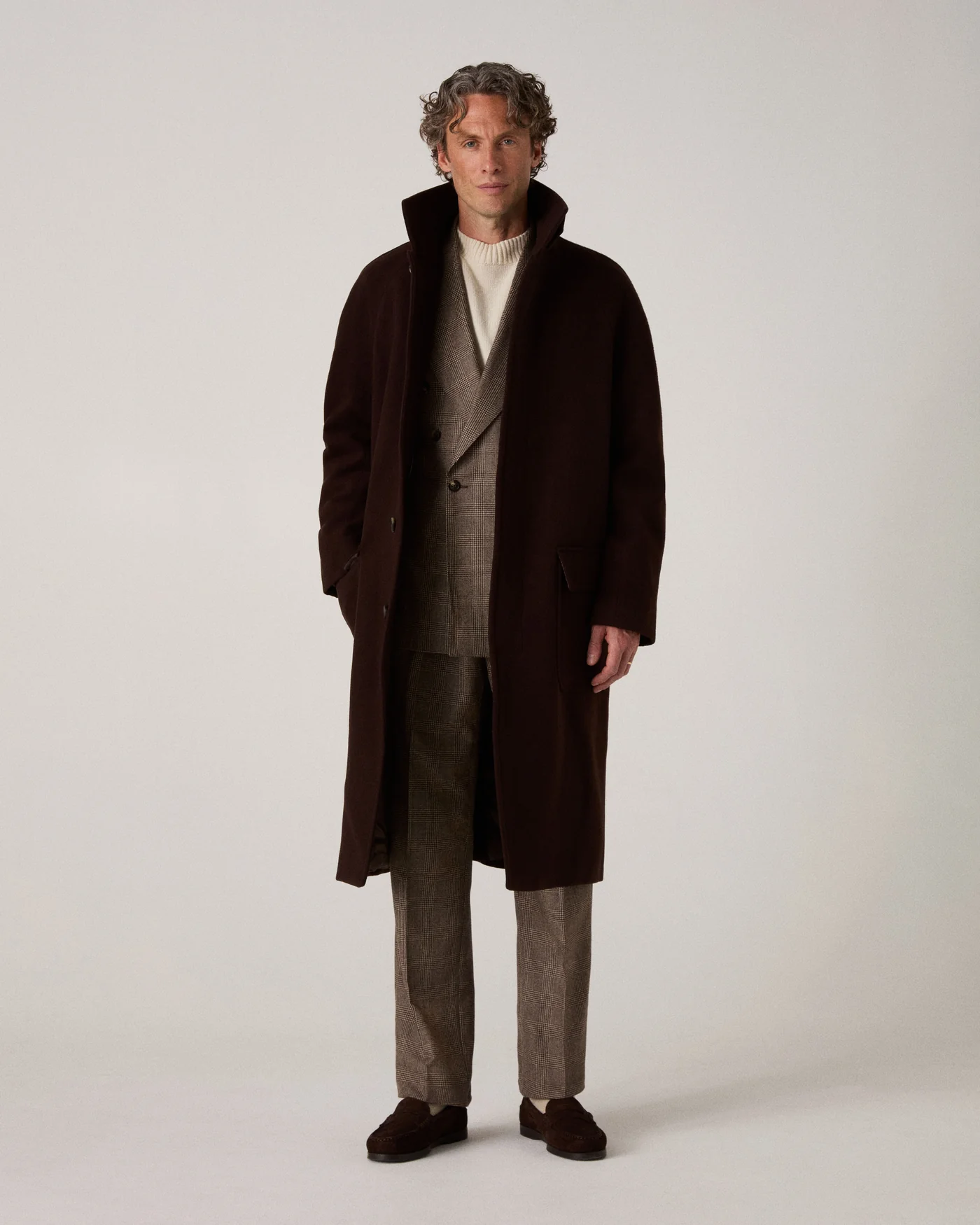 Nelson II Wool/Cashmere Raglan Coat - Dark Brown
