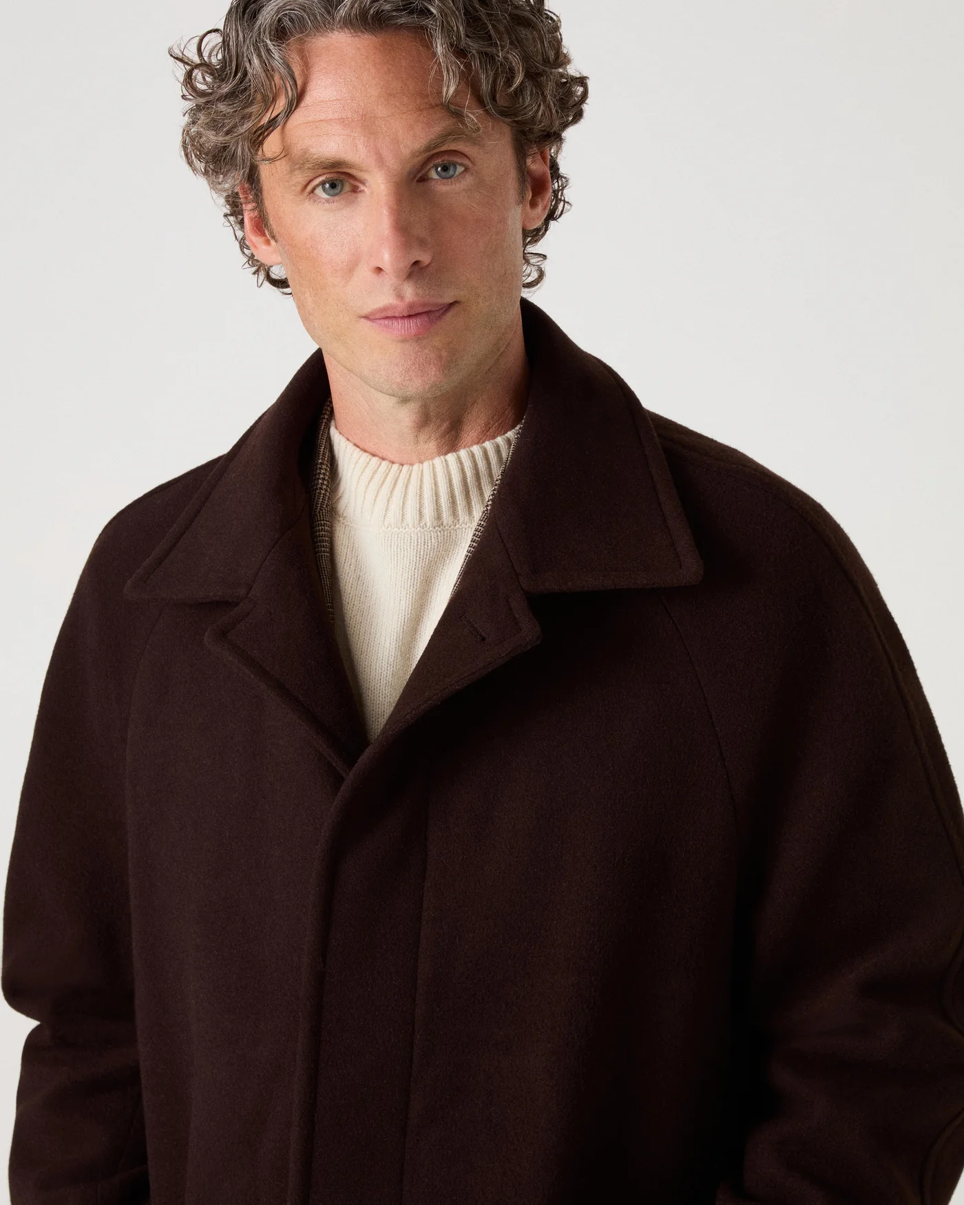 Nelson II Wool/Cashmere Raglan Coat - Dark Brown — view 2