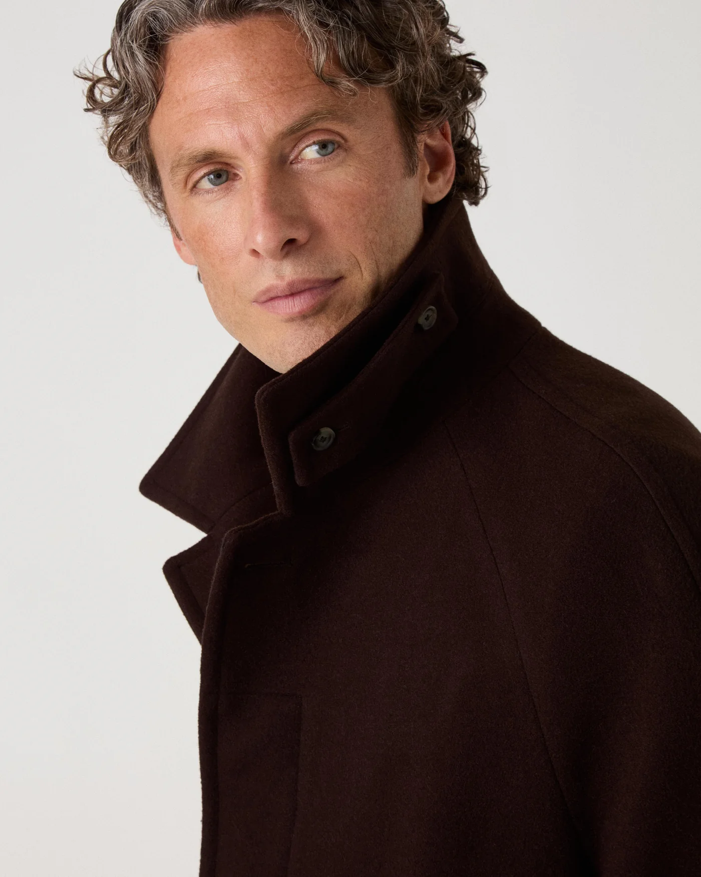 Nelson II Wool/Cashmere Raglan Coat - Dark Brown — view 6
