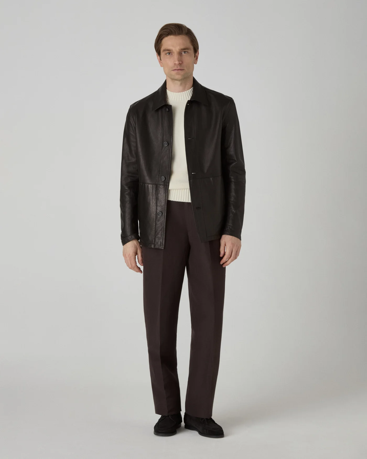 Noel Tumbled Leather Jacket - Black