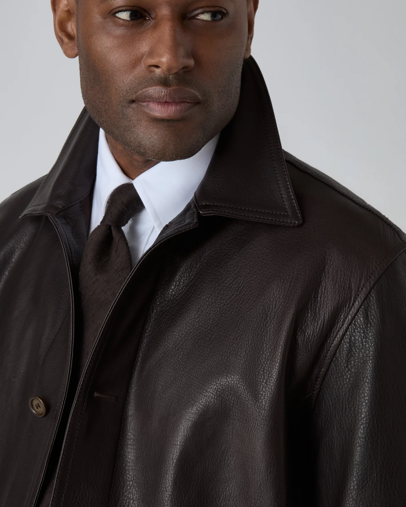 Noel Tumbled Leather Jacket - Dark Brown — view 2