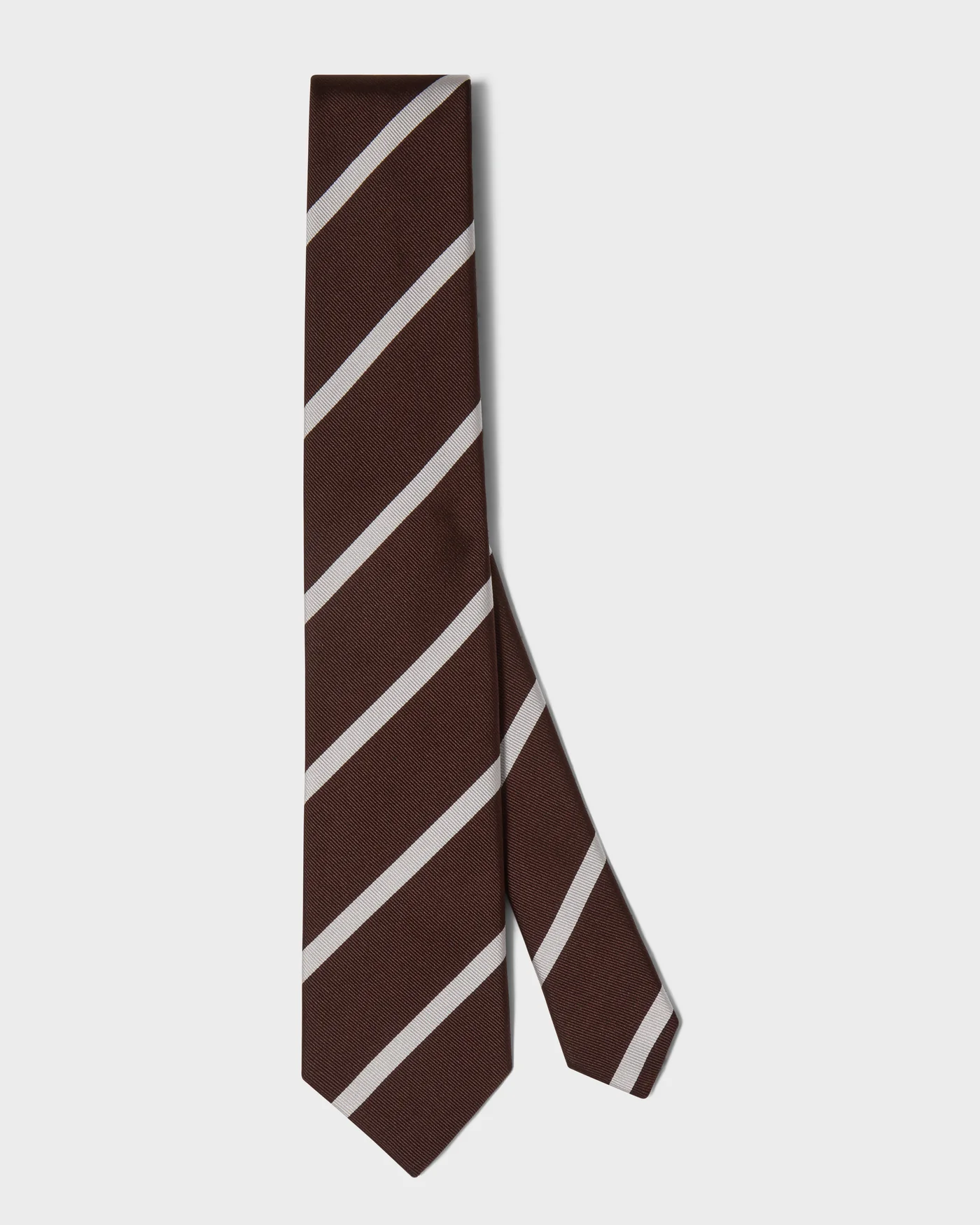 Striped Silk Tie - Brown/White
