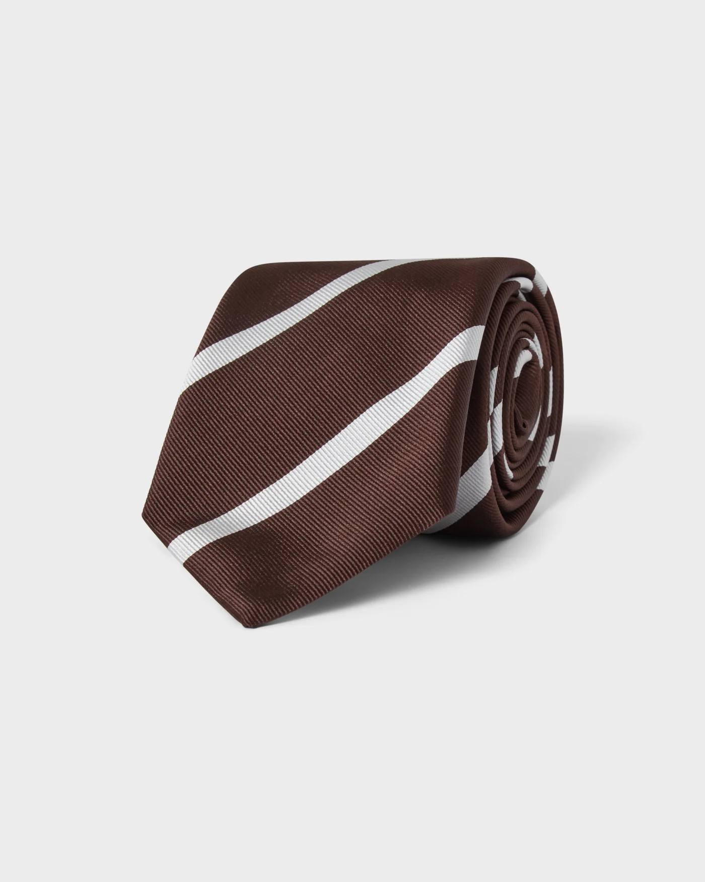Striped Silk Tie - Brown/White — view 2