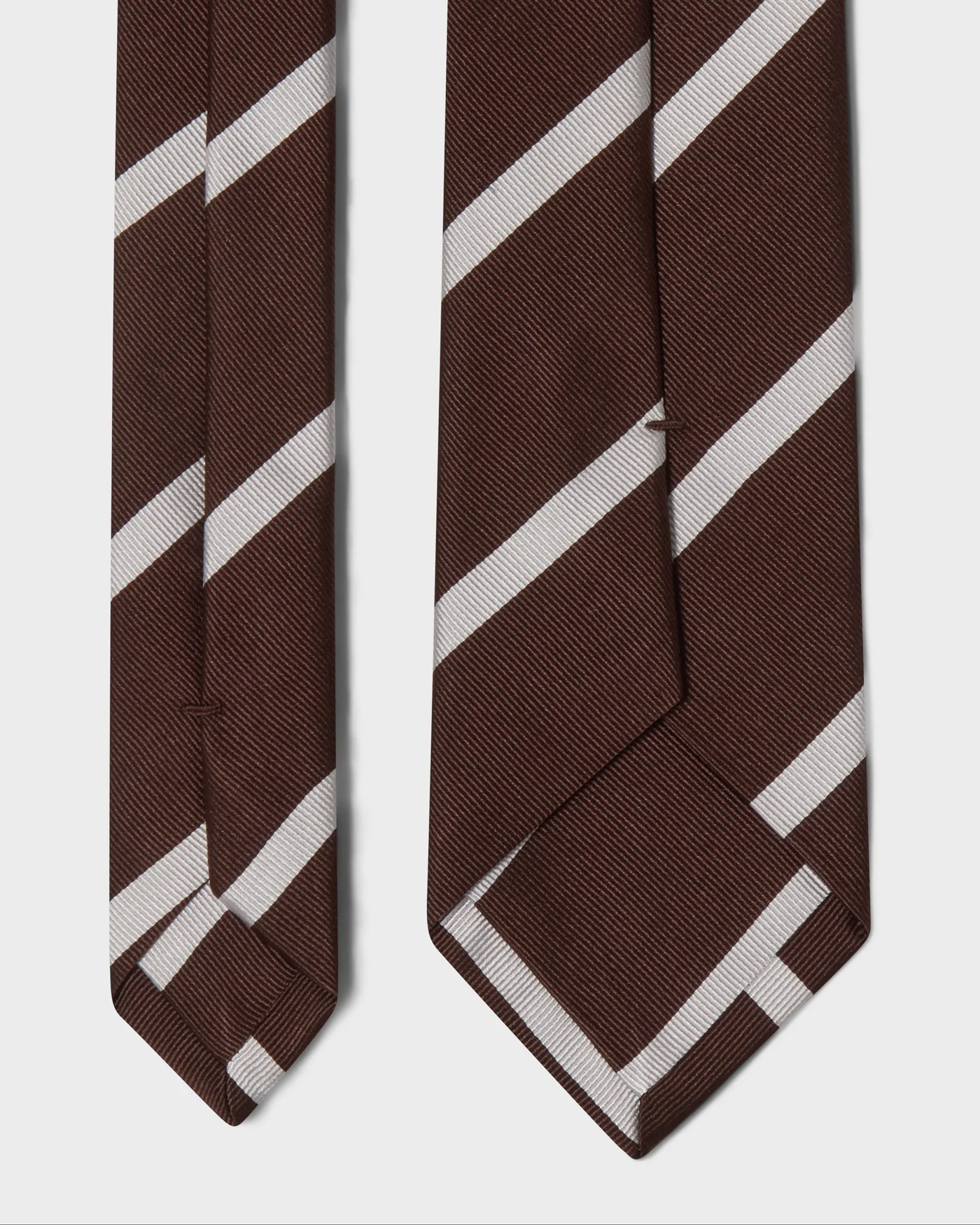 Striped Silk Tie - Brown/White — view 3